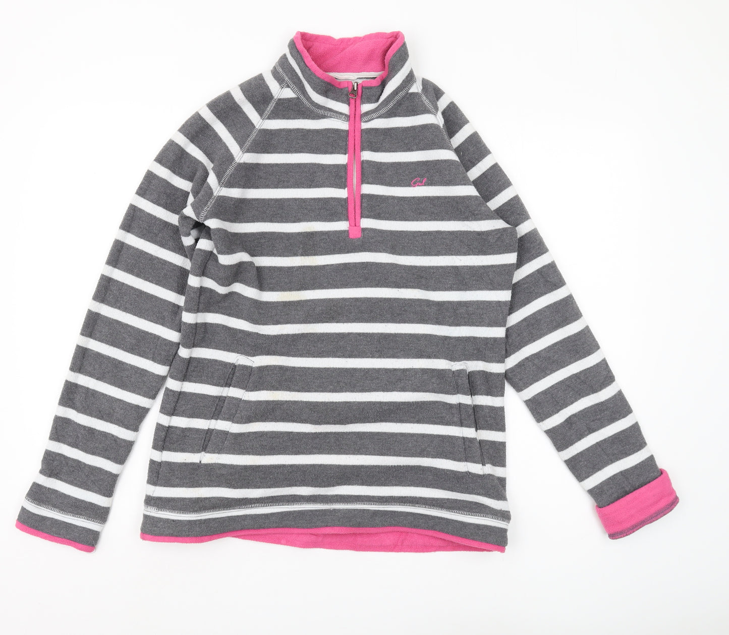 Gul Women's Grey Striped Pullover Sweatshirt Size 12