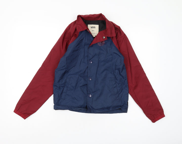 Vans Boys Red Blue Colourblock Jacket Small Nylon