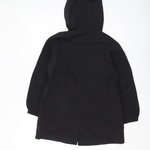 Zara Girls Black Parka Coat, 8Y, Hooded, Casual Mid-Length