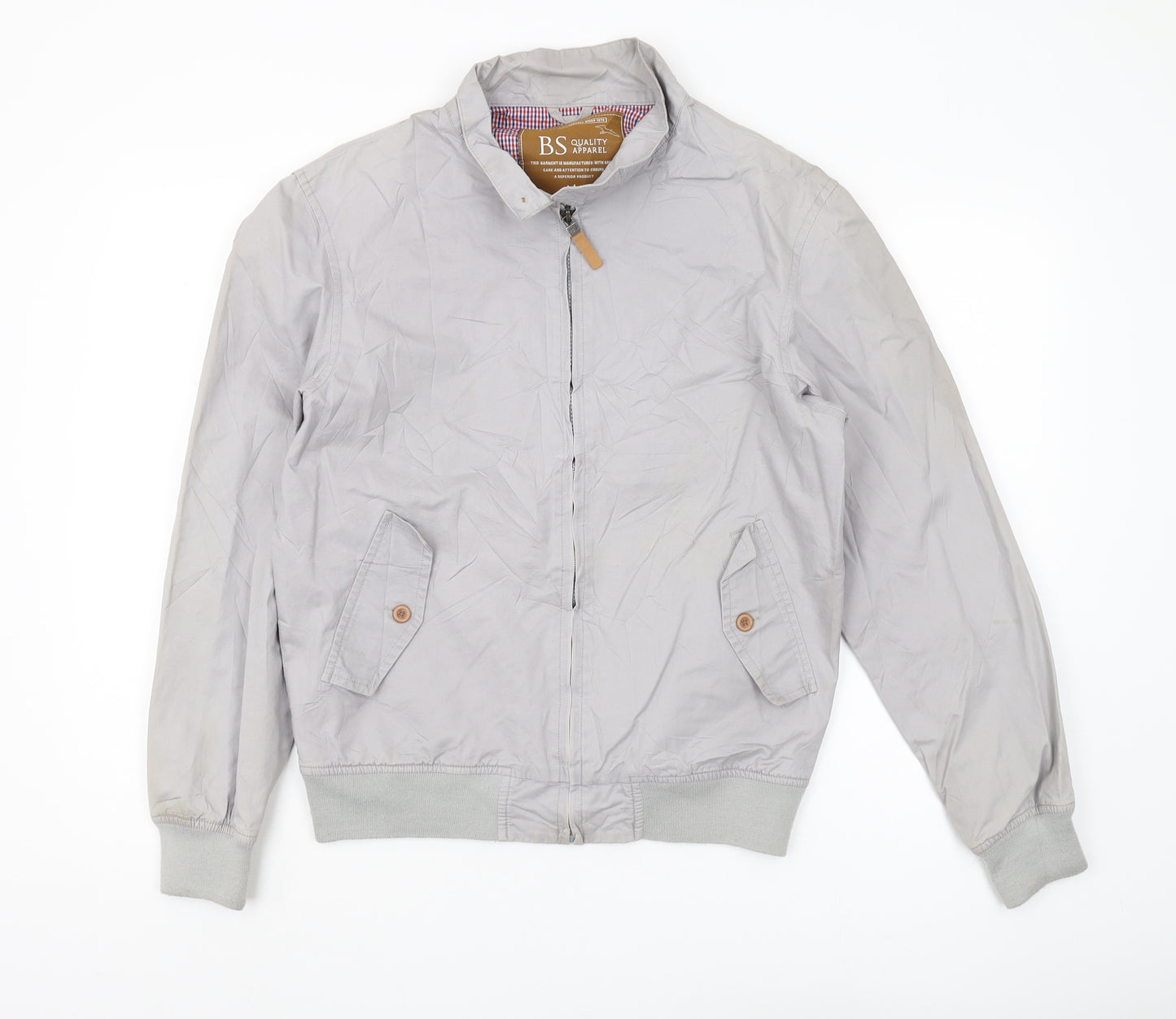 BS Quality Mens Grey Bomber Jacket, Size S, Casual Style