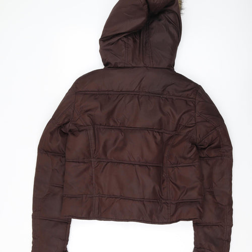 Zara Women's Brown Puffer Jacket L Winter Hooded