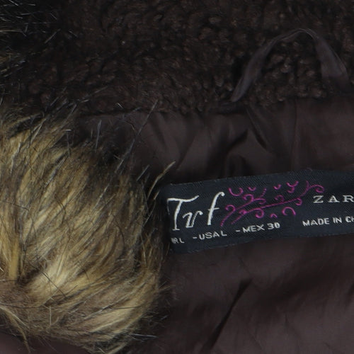 Zara Women's Brown Puffer Jacket L Winter Hooded