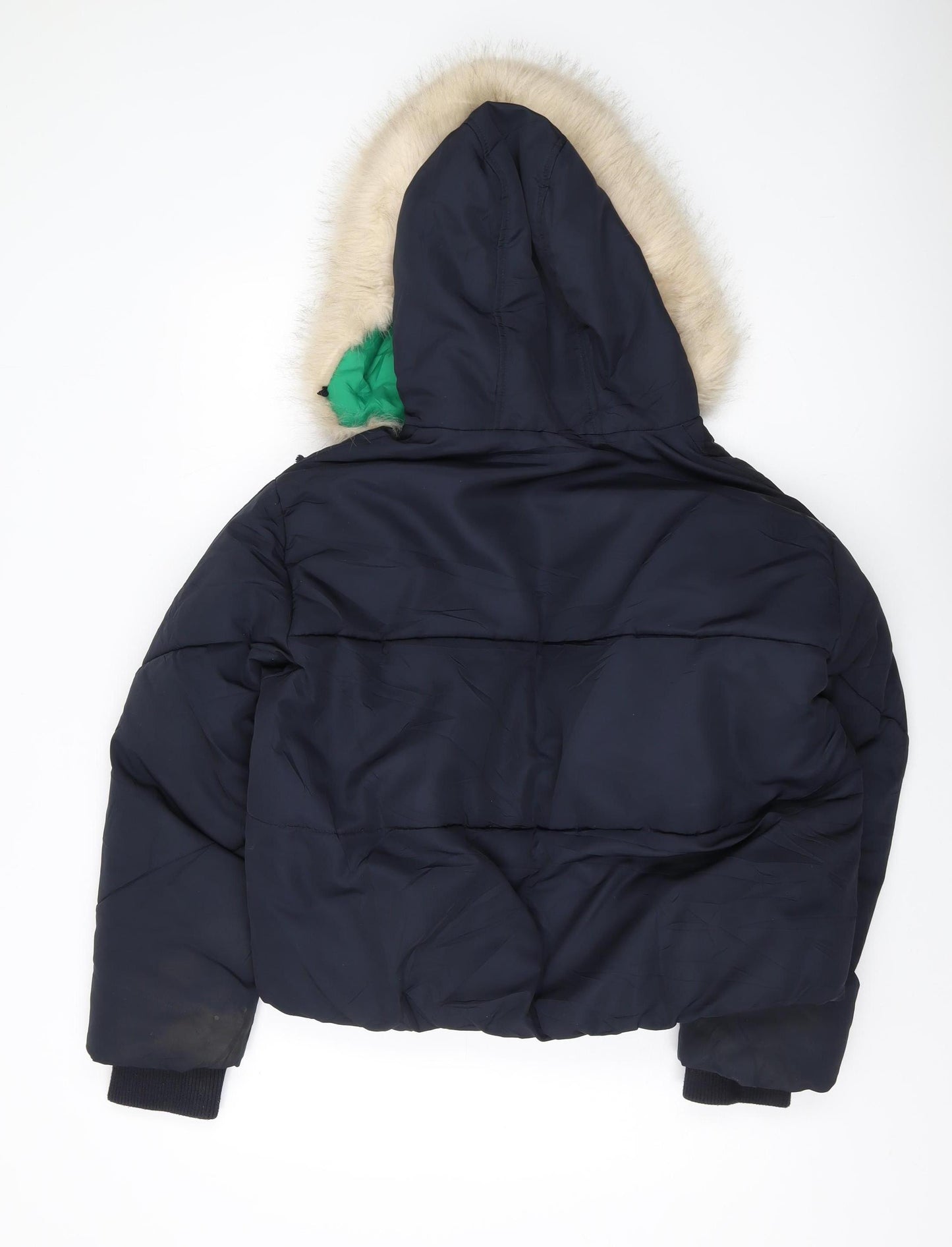 Topshop Women's Black Puffer Jacket Size 12 with Hood