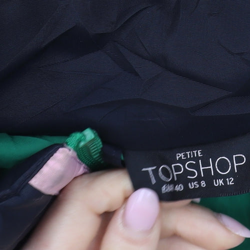 Topshop Women's Black Puffer Jacket Size 12 with Hood