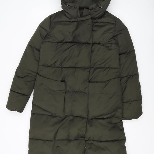 Tommy Hilfiger Women's Green Long Puffer Jacket Size 10