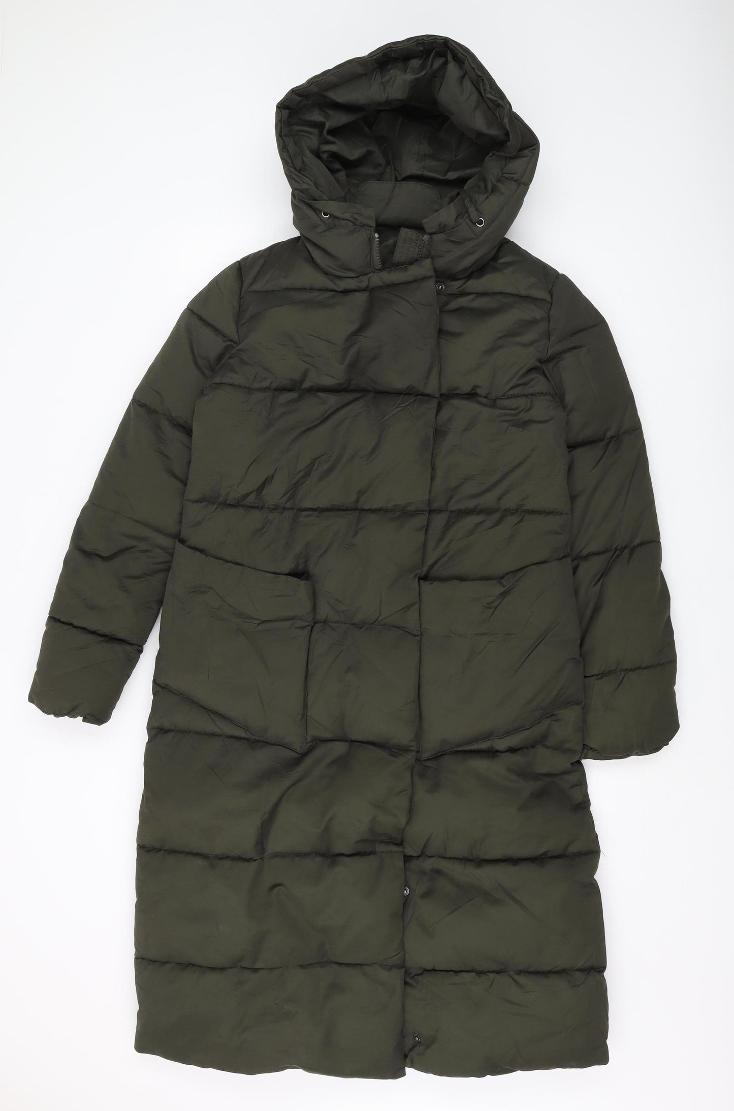 Tommy Hilfiger Women's Green Long Puffer Jacket Size 10