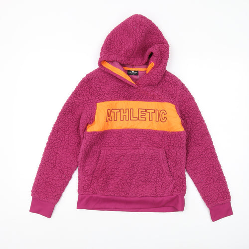 Crane Girls Athletic Logo Purple Fleece Pullover Hoodie 11-12 Yrs