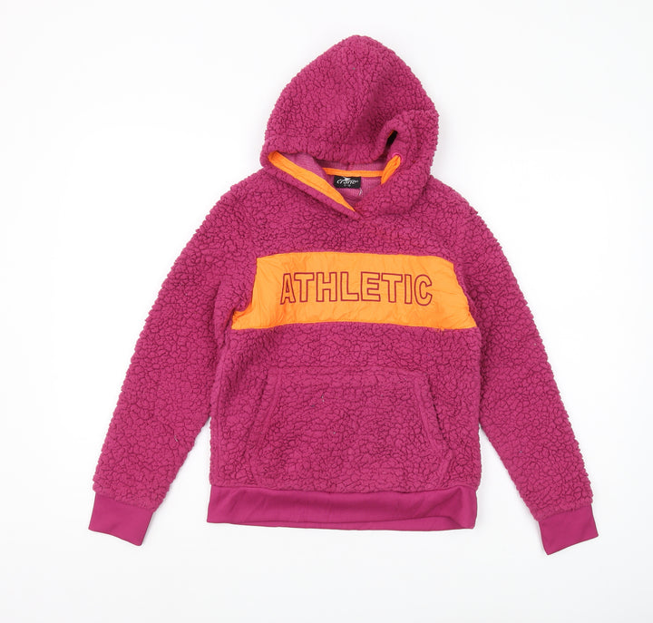 Crane Girls Athletic Logo Purple Fleece Pullover Hoodie 11-12 Yrs