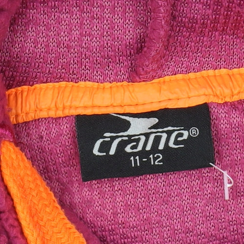 Crane Girls Athletic Logo Purple Fleece Pullover Hoodie 11-12 Yrs