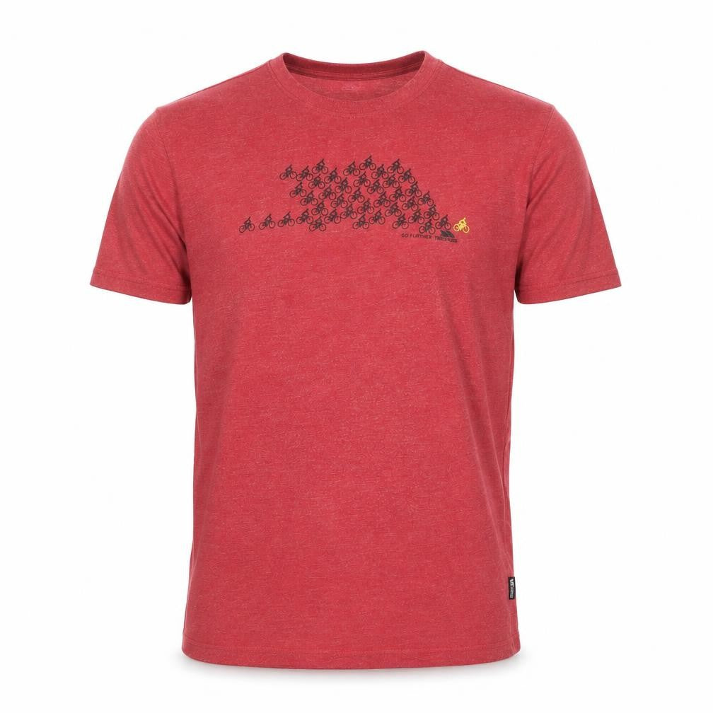 Front view of Trespass Men's Red Bicycle Graphic Sports Tee S