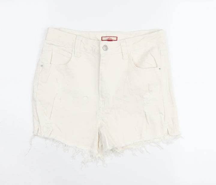 Joe Browns Women's Ivory Cut-Off Denim Shorts Size 8
