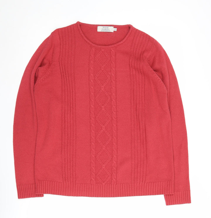 Honor Millburn Women's Red Cable-Knit Jumper M