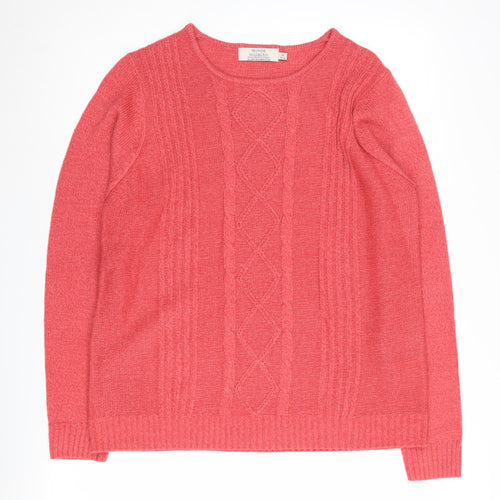 Honor Millburn Women's Pink Cable-Knit Pullover M