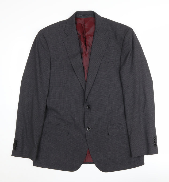 T.M. Lewin Men's Grey Check Blazer Size 40 Regular