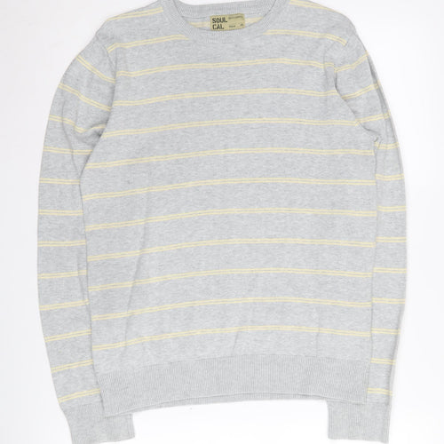 Soul Cal Women's Grey Striped Pullover Medium