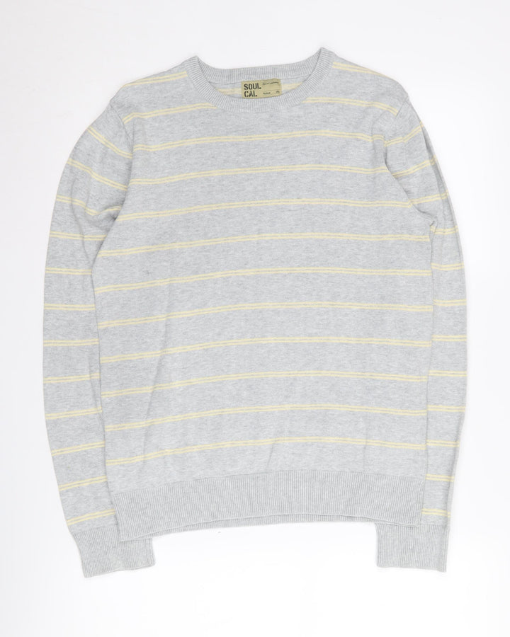 Soul Cal Women's Grey Striped Pullover Medium