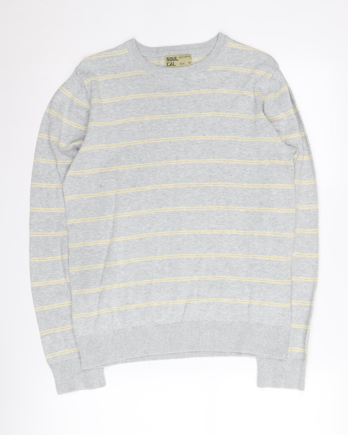 Soul Cal Women's Grey Striped Pullover Medium