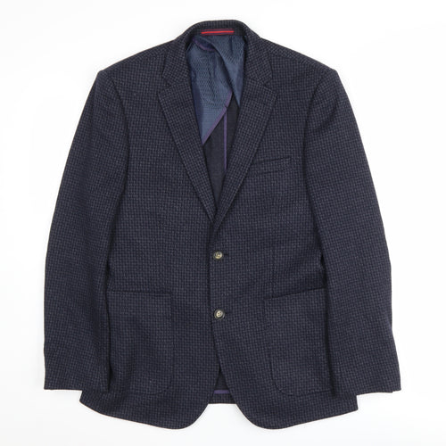 Penguin Men's Blue Blazer, 38, Geometric Pattern, Regular Fit