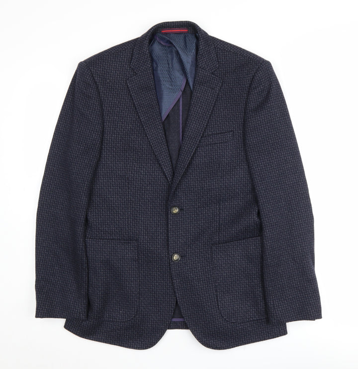 Penguin Men's Blue Blazer, 38, Geometric Pattern, Regular Fit