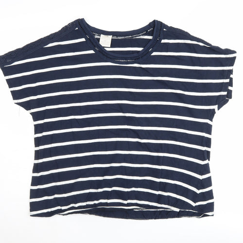 Trespass Women's Blue Striped T-Shirt, Size 16, Lace Accents