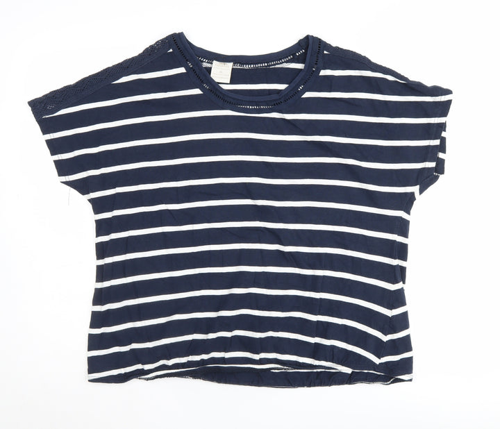 Trespass Women's Blue Striped T-Shirt, Size 16, Lace Accents