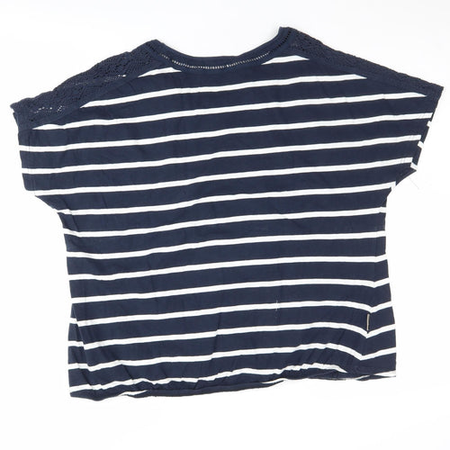 Trespass Women's Blue Striped T-Shirt, Size 16, Lace Accents