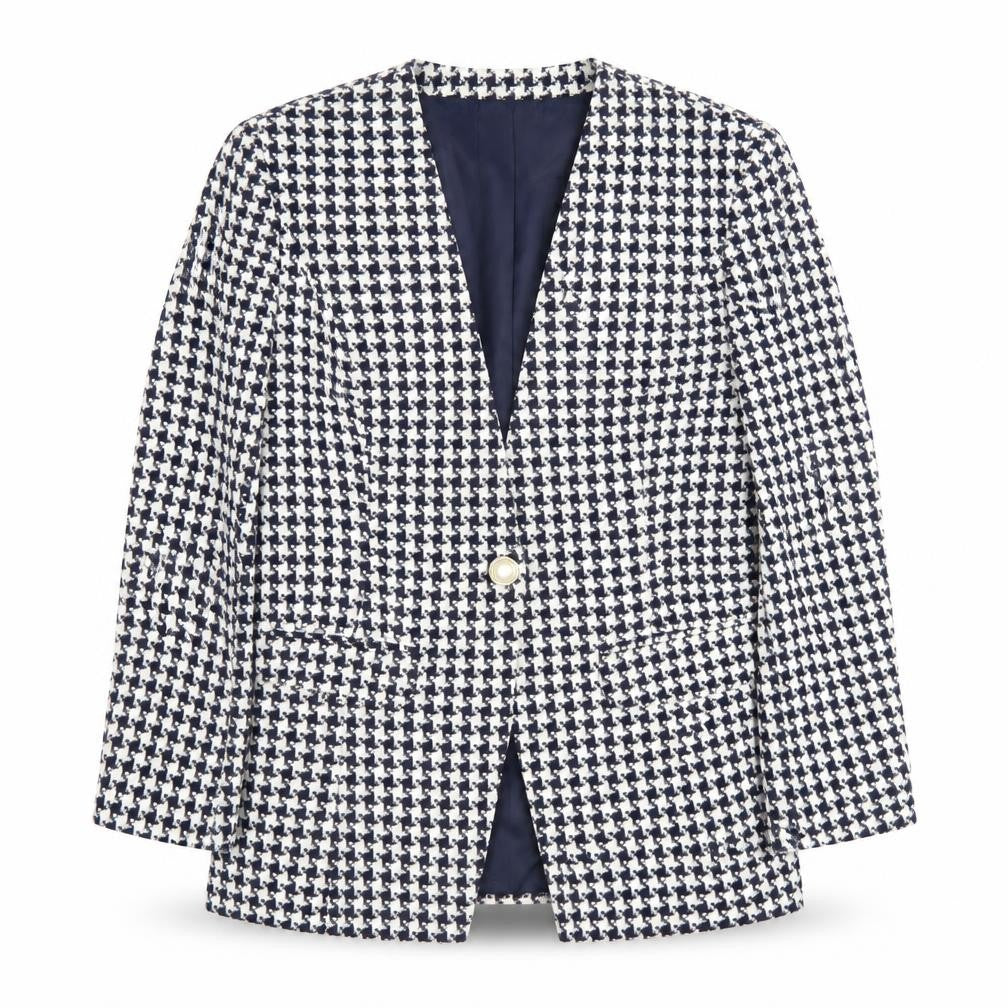 Front view of Eastex Women's Houndstooth Blazer -, size 10, Multicoloured