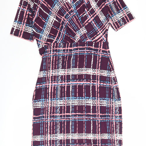 Jaeger Women's Multicoloured Check Wrap Dress, Size S
