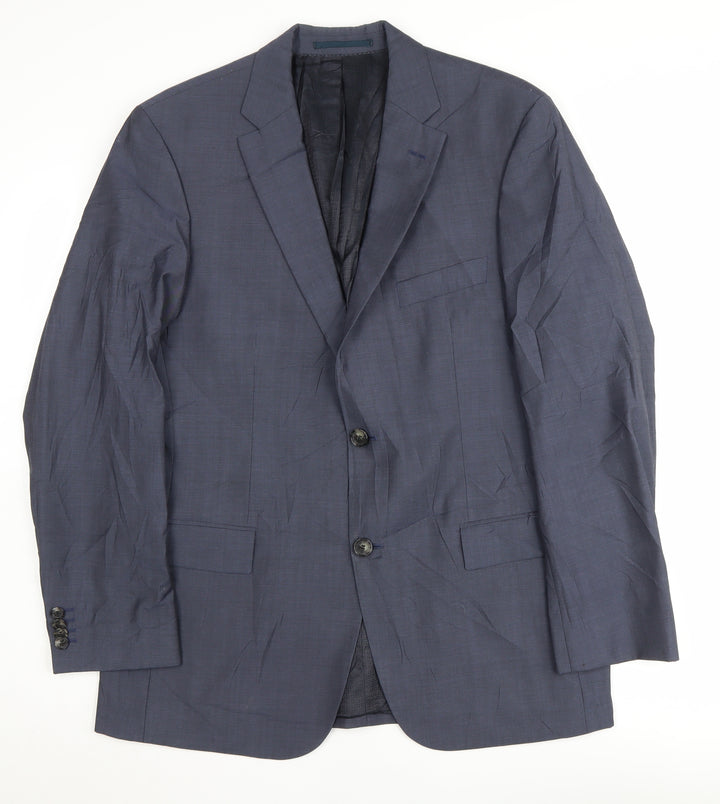 Hugo Boss Men's Blue Wool Blazer, Size 40, Elegant Formal Wear