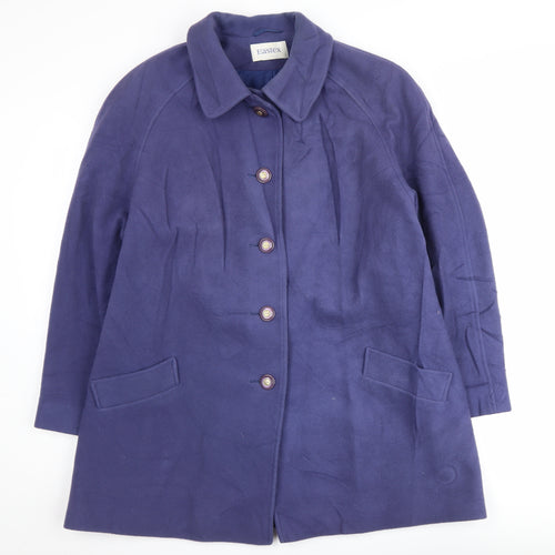 Easttex Women's Blue Wool Mid-Length Overcoat, Size 16