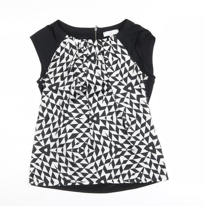 Jasper Conran Women's Black Geometric Tunic Blouse, Size 8