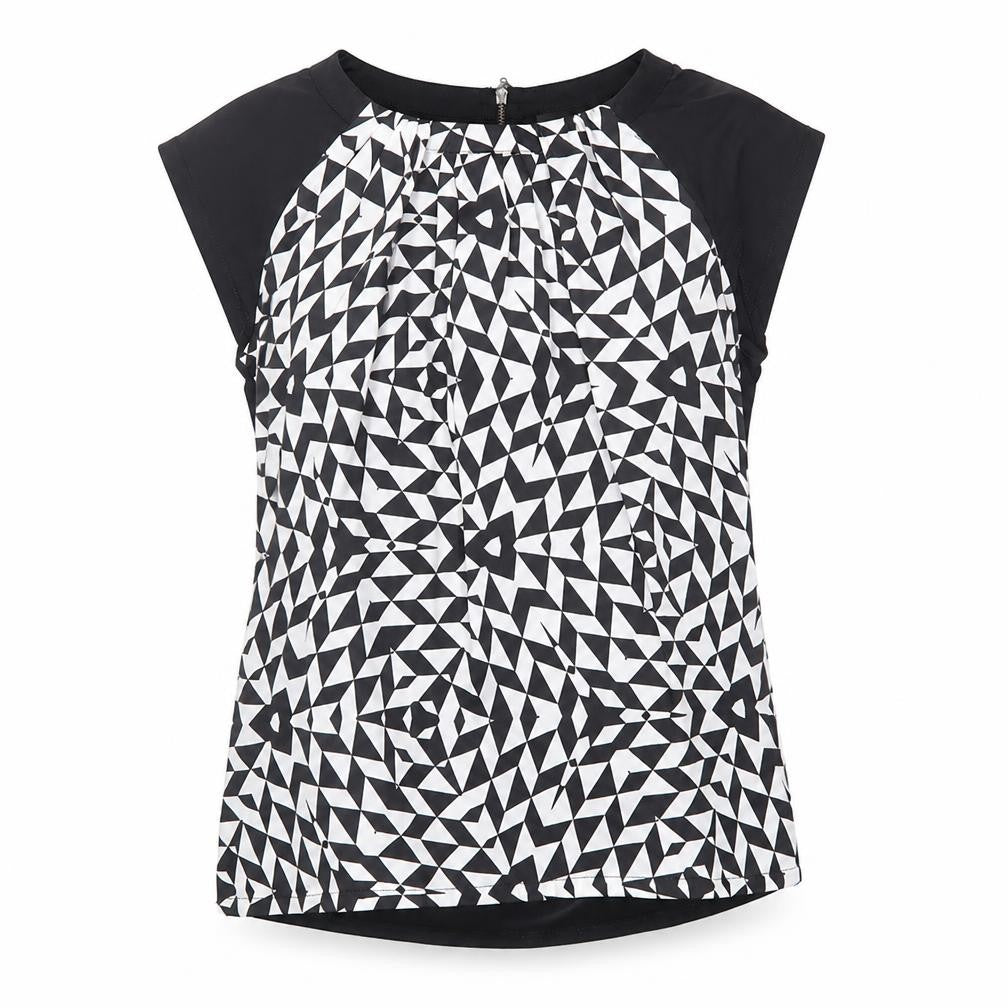 Front view of Jasper Conran Women's Black Geometric Tunic Blouse, size 8