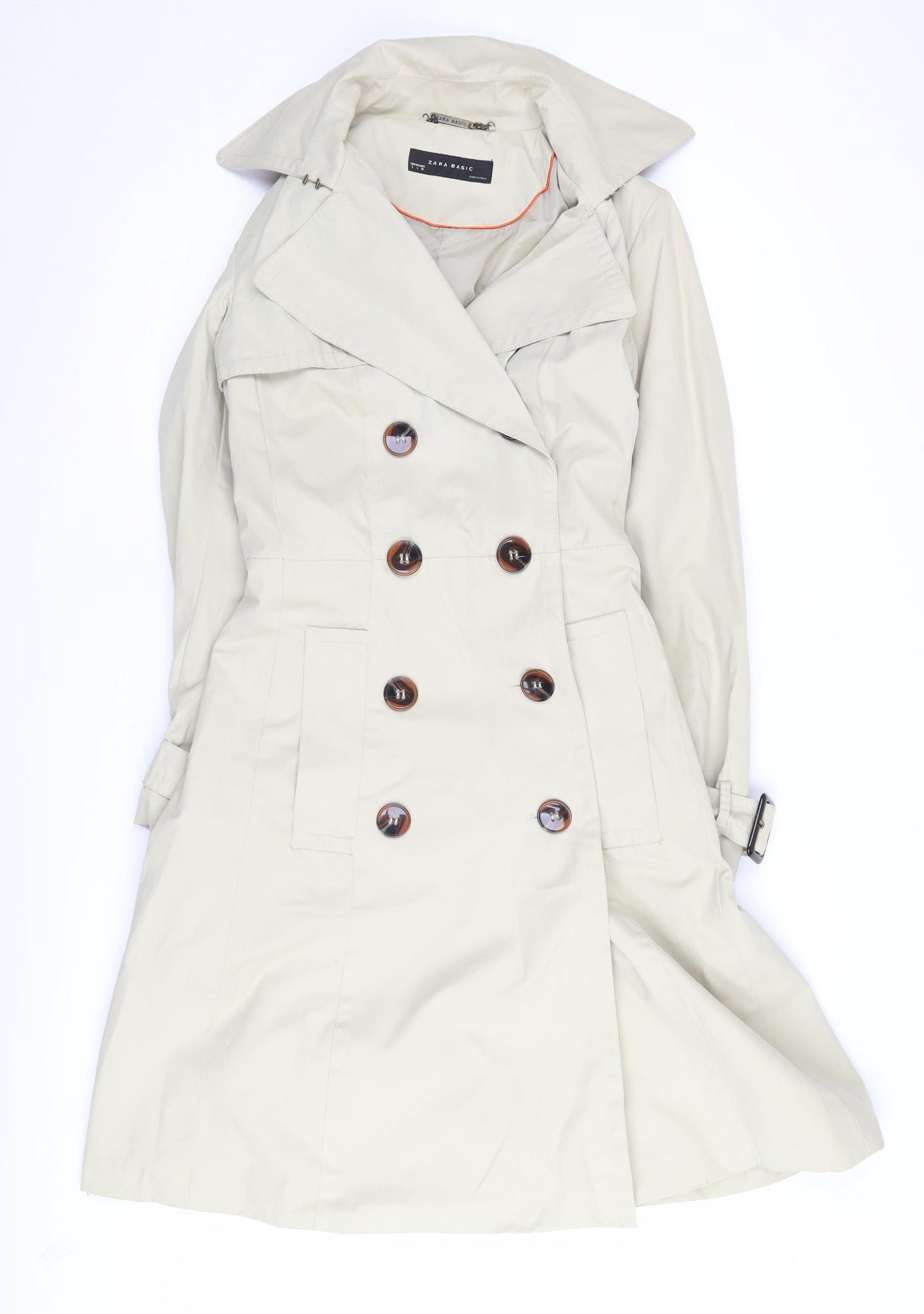 Zara Women's Beige Trench Coat Size 14, Belted, Lined