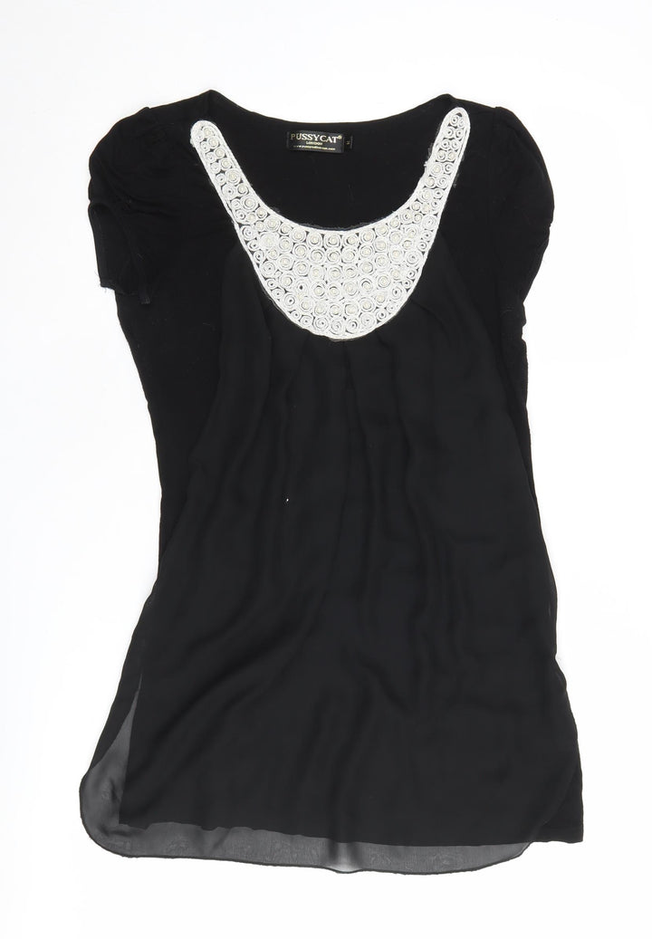 Pussycat London Black Embroidered Women's M Blouse