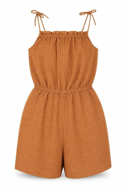 H&M Girls Brown Check Playsuit, 14 Years, Summer Casual