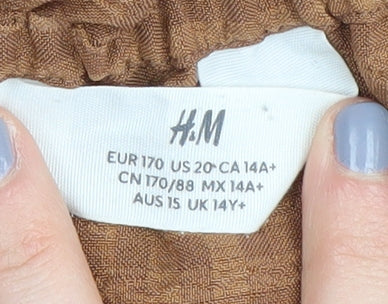 H&M Girls Brown Check Playsuit, 14 Years, Summer Casual