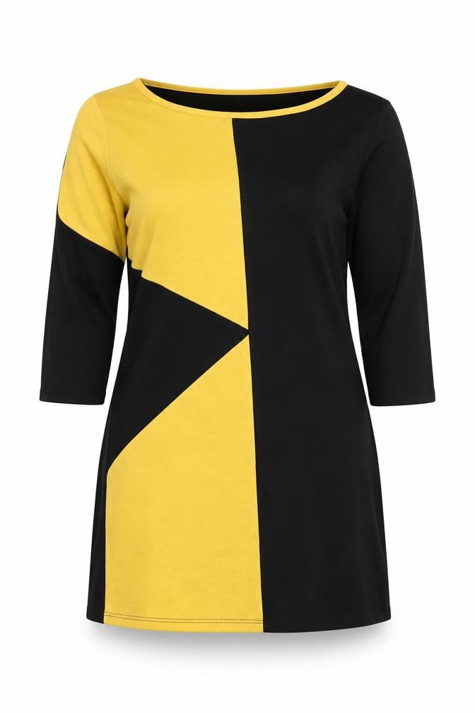 Front view of Pink Crayon Women's Black Tunic Jumper L Geometric