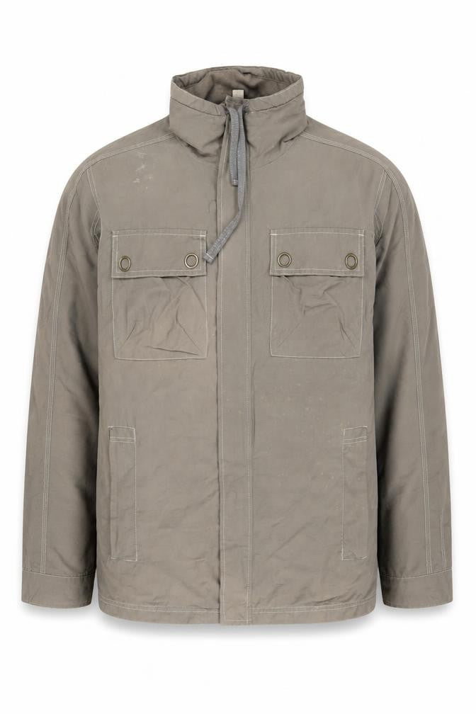 Front view of Republic Men's Beige Military Jacket, M, Cotton Blend