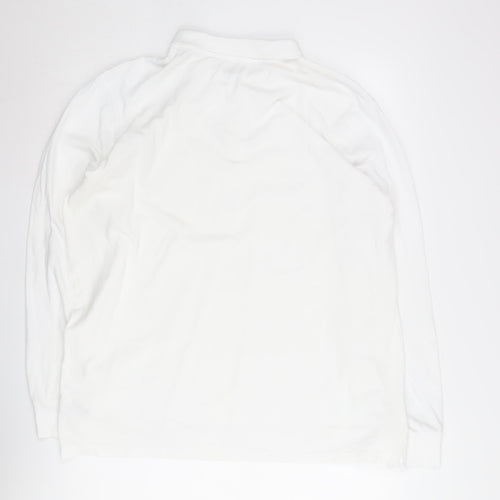 GAP Men's White Cotton Long Sleeve Polo XL