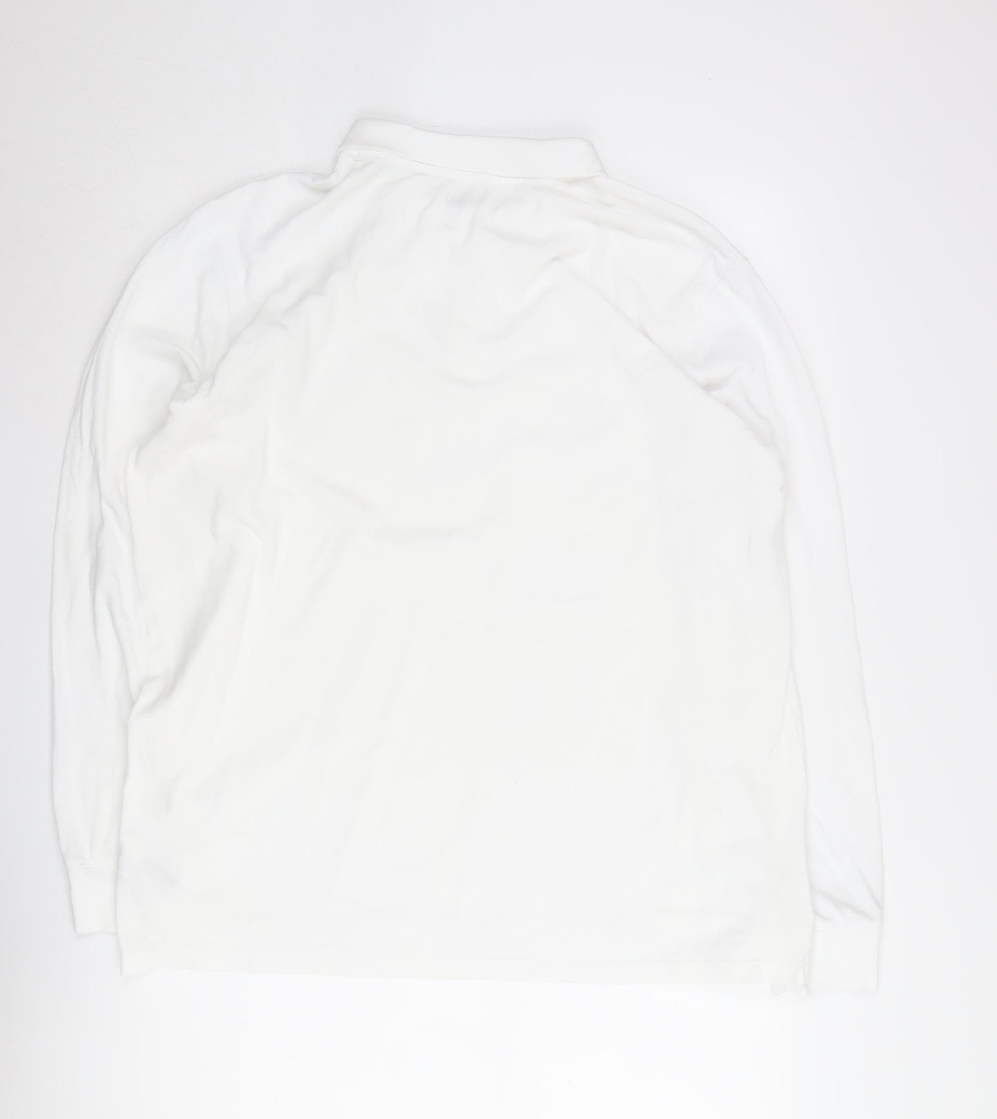 GAP Men's White Cotton Long Sleeve Polo XL