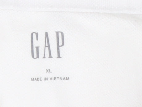 GAP Men's White Cotton Long Sleeve Polo XL