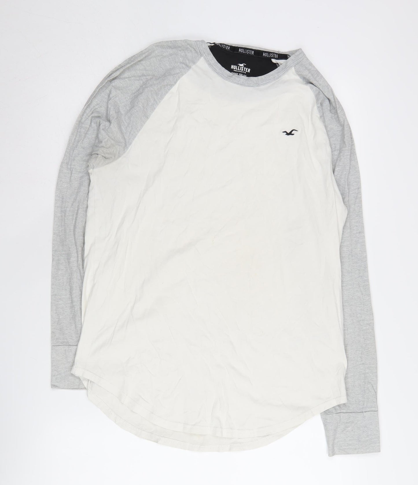 Hollister Men’s Grey Long Sleeve Crew Neck T-Shirt