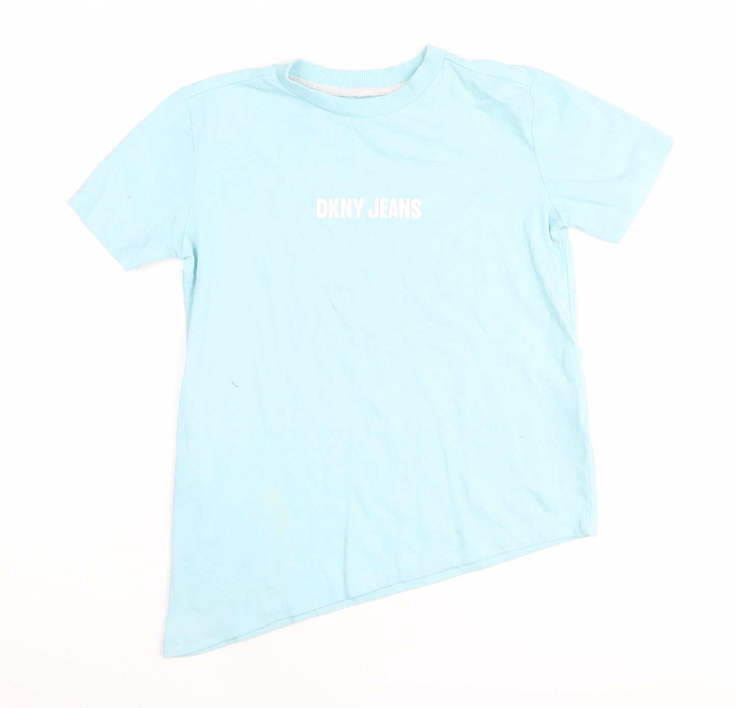 DKNY Girls Blue Basic T-Shirt, Size S, Logo Accent