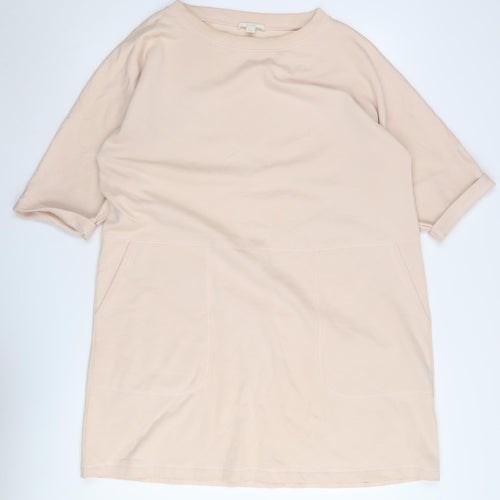 COS Women's Beige Shift Dress S, Casual Cotton Jersey