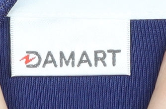 Damart Women's Blue Crew Neck Embroidered T-Shirt XL