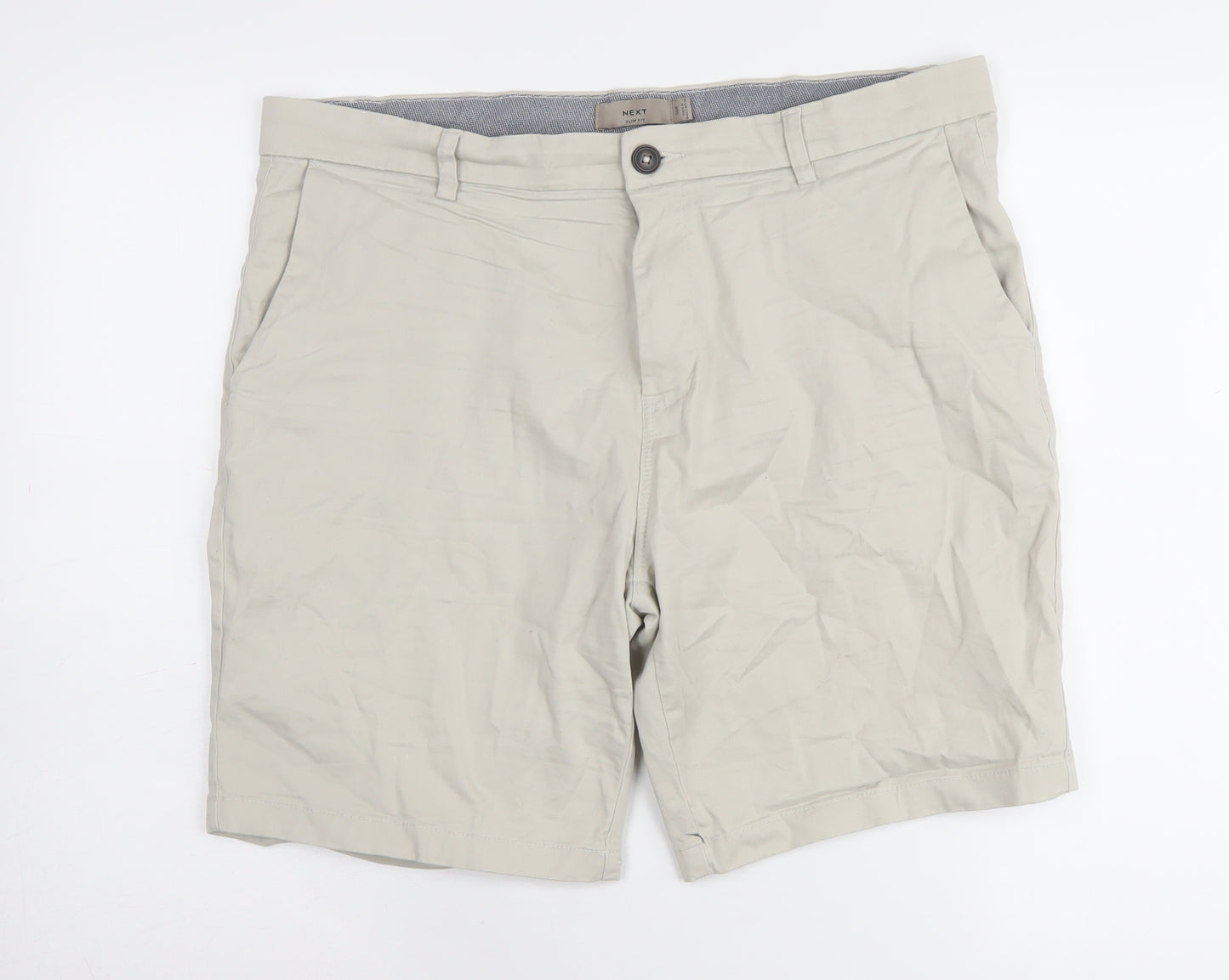 Next Men's Beige Chino Shorts Slim Fit 36