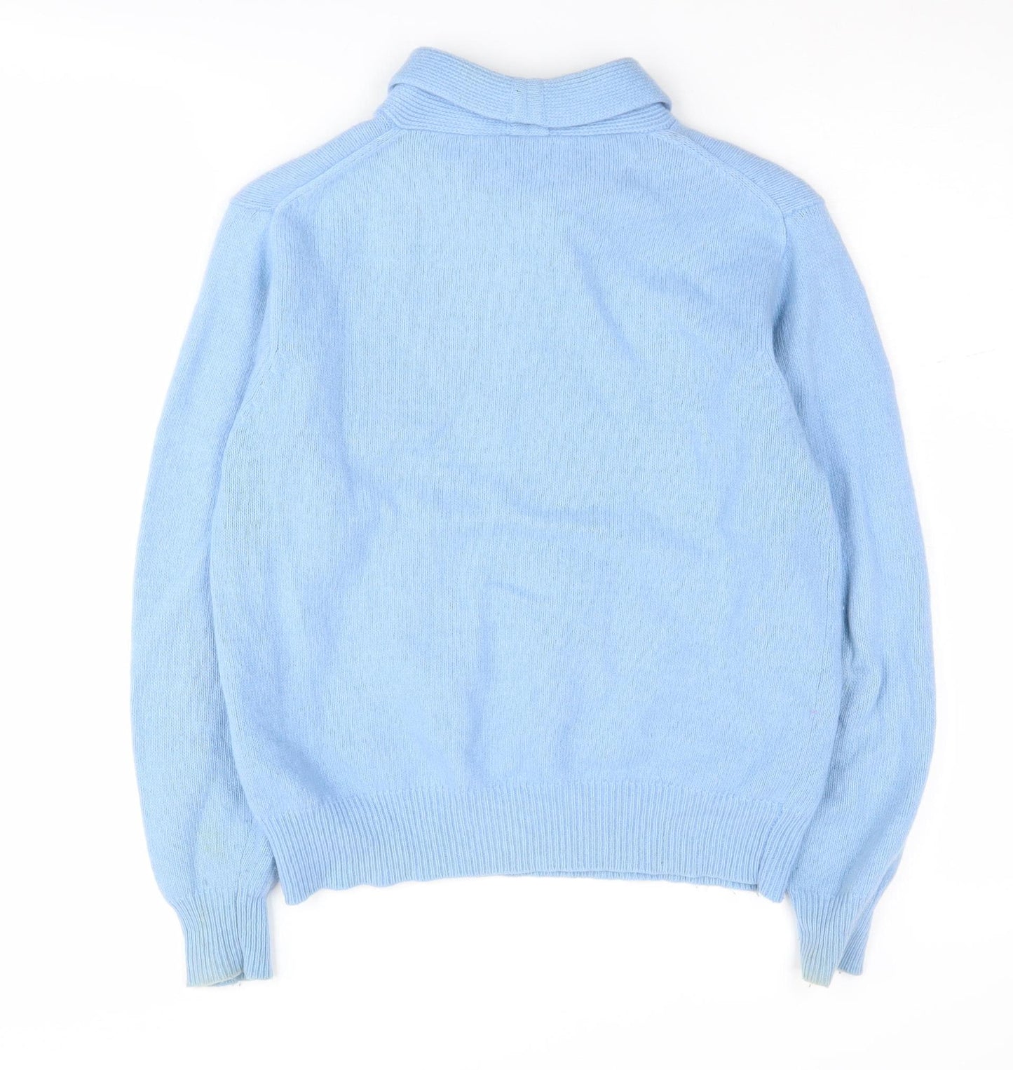Poppy Women's Blue Wool Cowl Neck Jumper Size 12