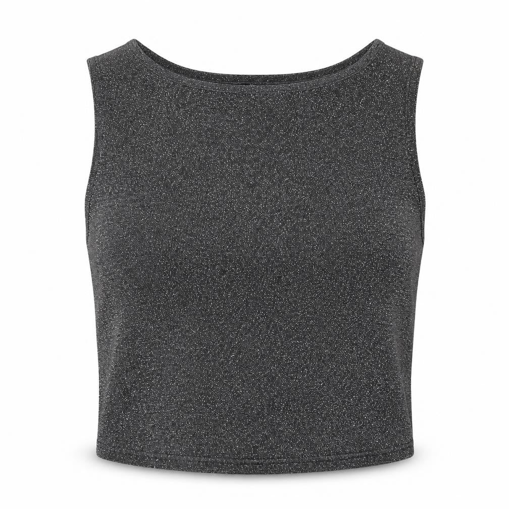 Front view of Q&A Women's Grey Tank Top, Sleeveless Medium