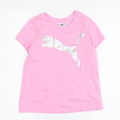 PUMA Girls Pink T-Shirt, 7-8 Years, Short Sleeve, Activewear