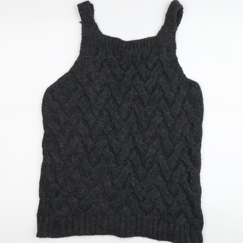Vila Women's Black Cable-Knit Vest Jumper Size L